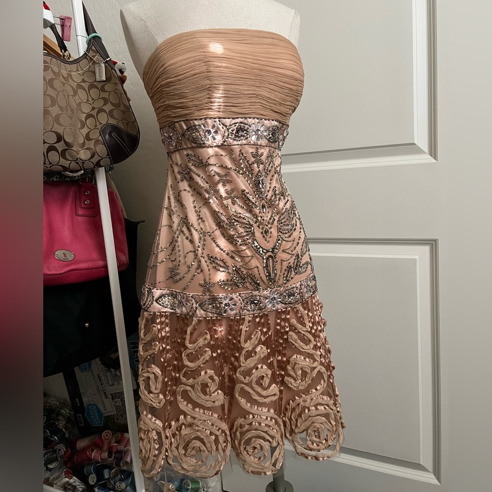 Sue Wong Nocturne Embellished Rosette Cocktail Dress